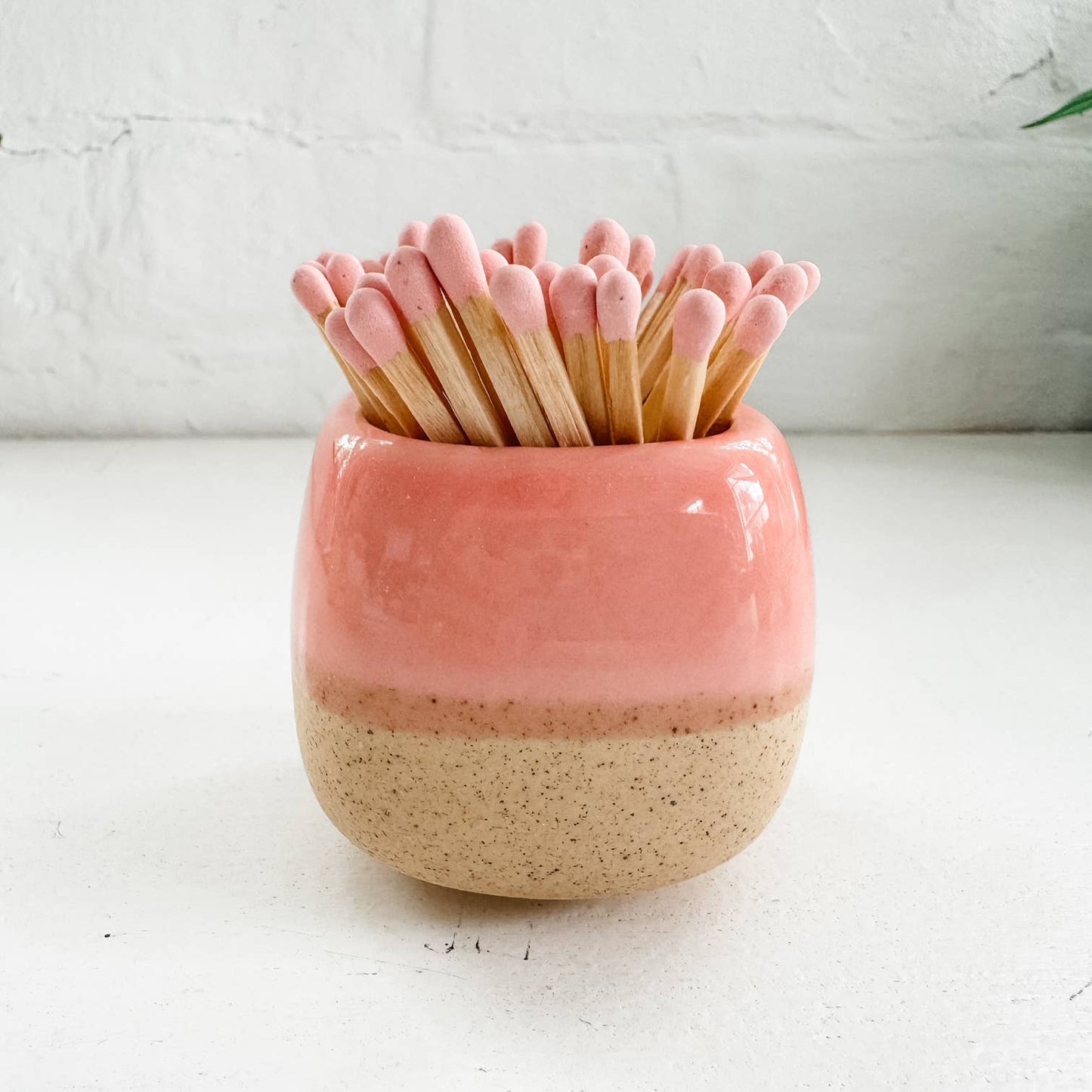 Ceramic Match Holders - White/Pink/Teal - With Matches