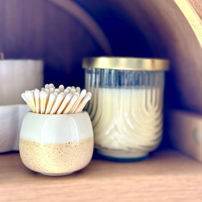 Ceramic Match Holders - White/Pink/Teal - With Matches