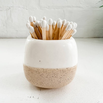 Ceramic Match Holders - White/Pink/Teal - With Matches