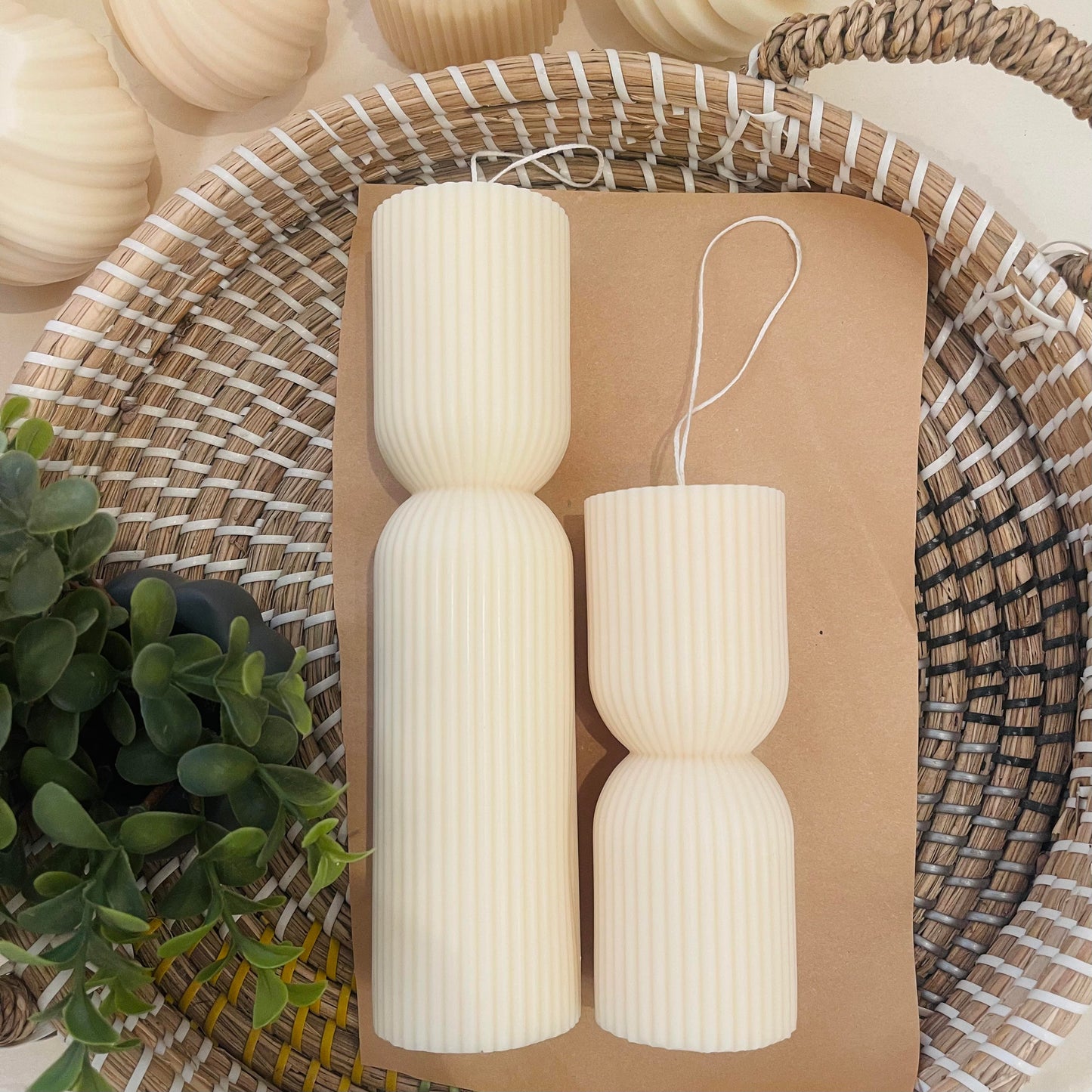 RIBBED PILLAR CANDLE SET
