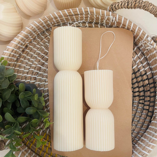 RIBBED PILLAR CANDLE SET