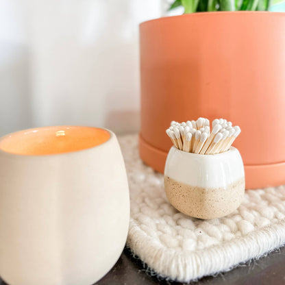 Ceramic Match Holders - White/Pink/Teal - With Matches