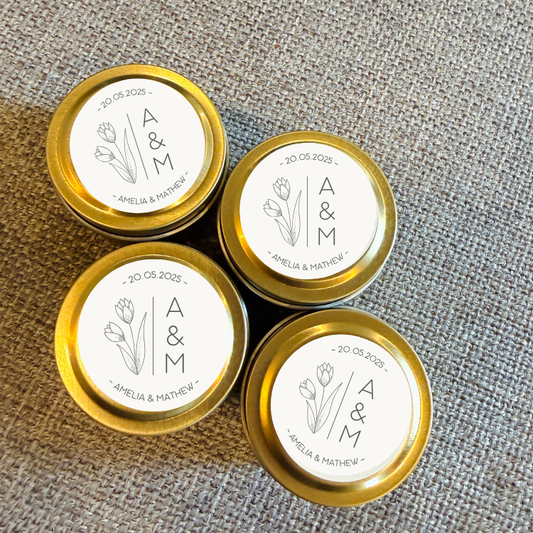 gold tin candles for wedding favors
